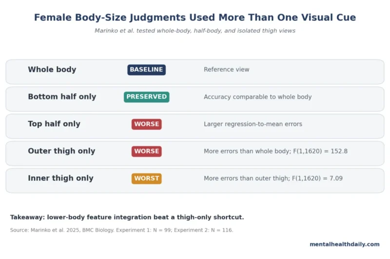 Female Body-Size Judgments Reliant on Lower-Body Feature Integration, Not Full-Body Views or Isolated Cues, Landmark Study Reveals
